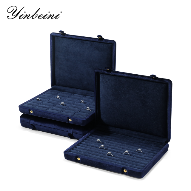 Yinbeini Ring Earring Pendant Storage Organizer Large Space Display Box Velvet Jewelry Storage Case Jeweler Memorial day gift box XB004