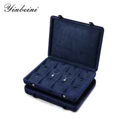 Yinbeini Ring Earring Pendant Storage Organizer Large Space Display Box Velvet Jewelry Storage Case Jeweler Memorial day gift box XB004