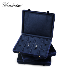 Yinbeini Ring Earring Pendant Storage Organizer Large Space Display Box Velvet Jewelry Storage Case Jeweler Memorial day gift box XB004
