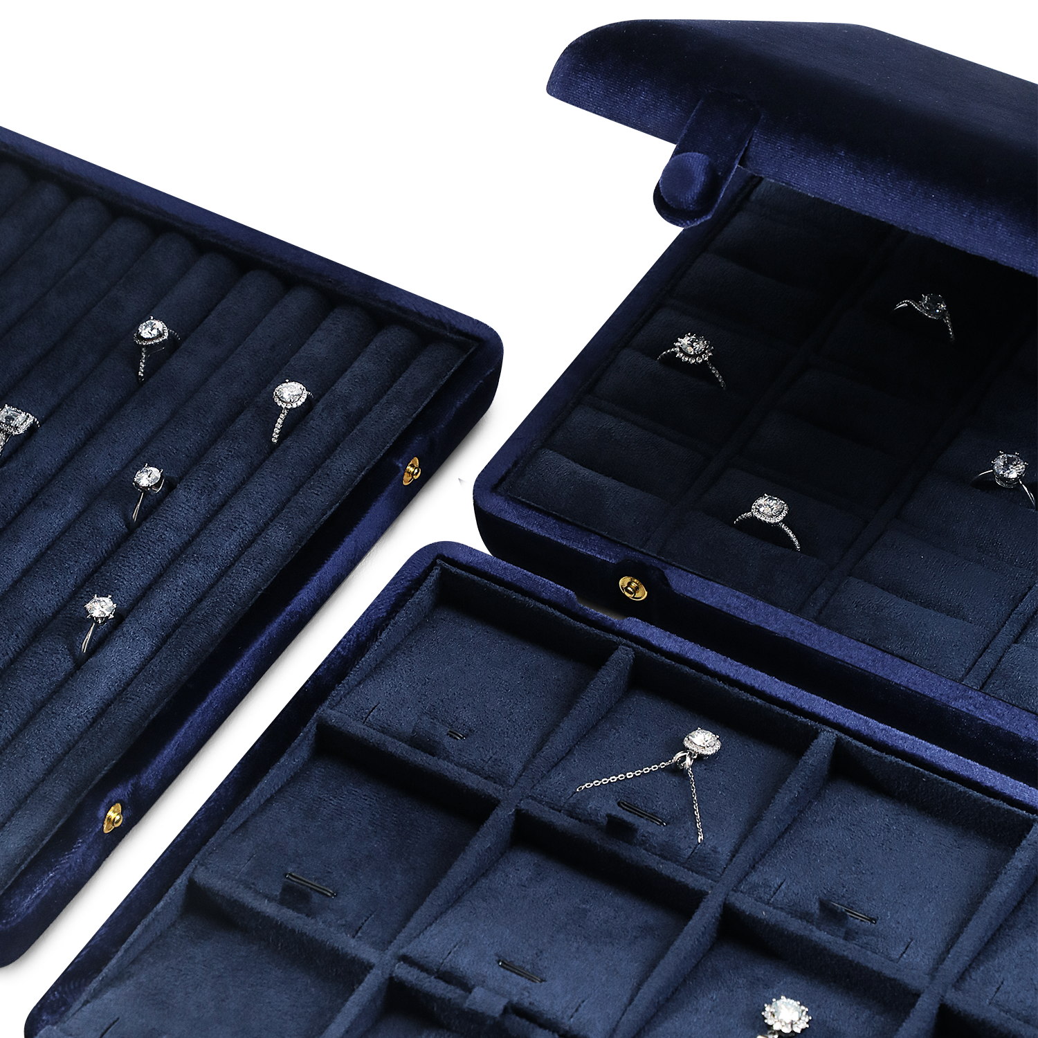 Yinbeini Ring Earring Pendant Storage Organizer Large Space Display Box Velvet Jewelry Storage Case Jeweler Memorial day gift box XB004
