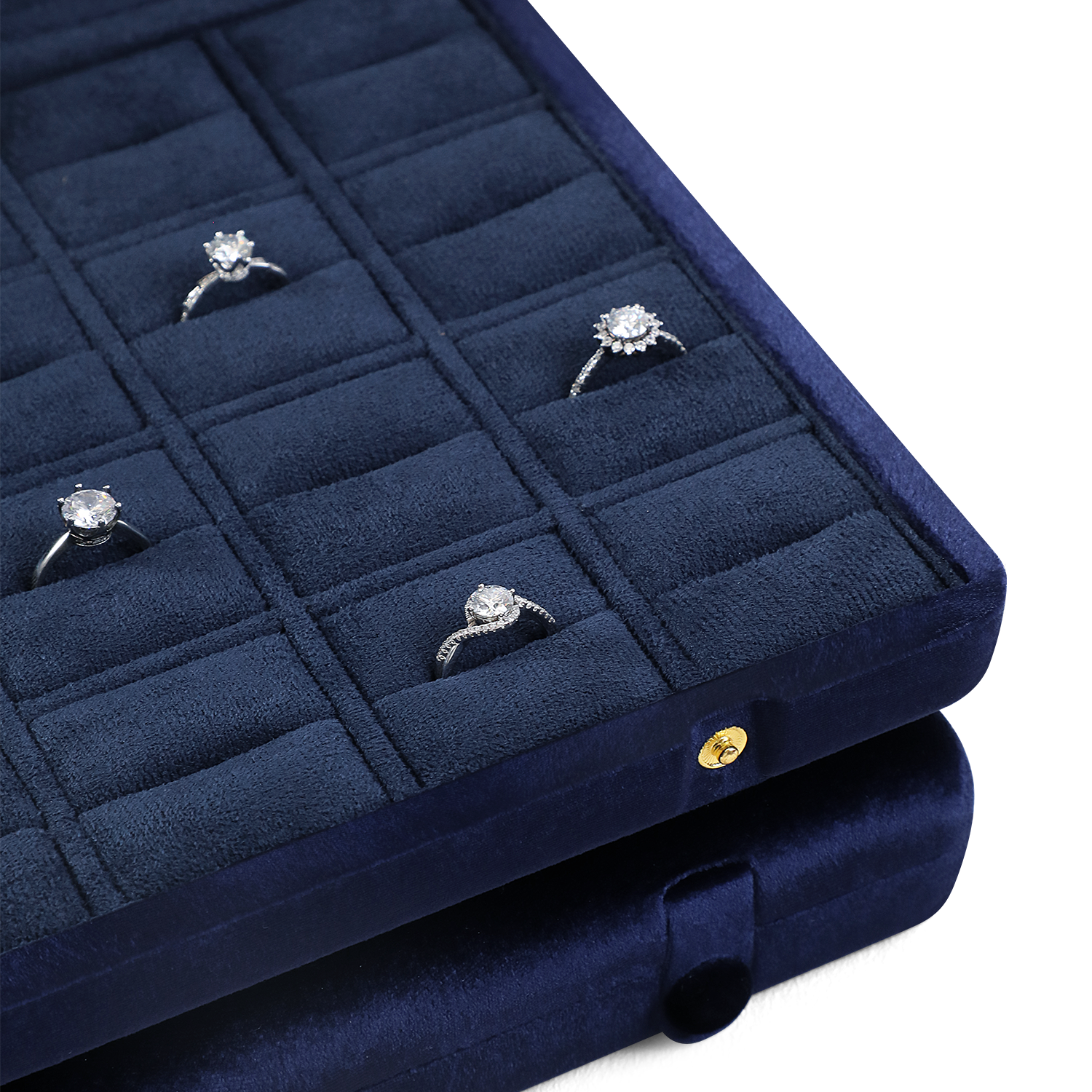 Yinbeini Ring Earring Pendant Storage Organizer Large Space Display Box Velvet Jewelry Storage Case Jeweler Memorial day gift box XB004