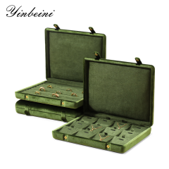 Yinbeini Velvet Large Space Display Box Jewelry Storage Case Ring Earring Pendant Storage Organizer Jeweler Memorial day gift box XB006