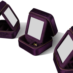 Yinbeini Purple Zippered Jewelry Organizer Stores Earrings Rings Necklaces and Bracelets Includes a Built-in Mirror for Easy Wearing BX001