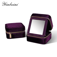Yinbeini Purple Zippered Jewelry Organizer Stores Earrings Rings Necklaces and Bracelets Includes a Built-in Mirror for Easy Wearing BX001