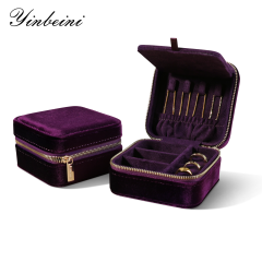 Yinbeini Purple Zippered Jewelry Organizer Stores Earrings Rings Necklaces and Bracelets Includes a Built-in Mirror for Easy Wearing BX001