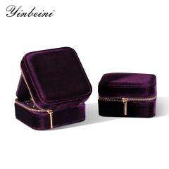 Yinbeini Purple Zippered Jewelry Organizer Stores Earrings Rings Necklaces and Bracelets Includes a Built-in Mirror for Easy Wearing BX001