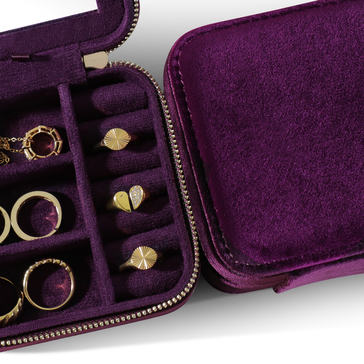 Yinbeini Purple Zippered Jewelry Organizer Stores Earrings Rings Necklaces and Bracelets Includes a Built-in Mirror for Easy Wearing BX001