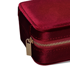 Yinbeini Classic Red Portable Zipper Pouch with Mirror Convenient Storage for Earrings Rings and Jewelry BX001