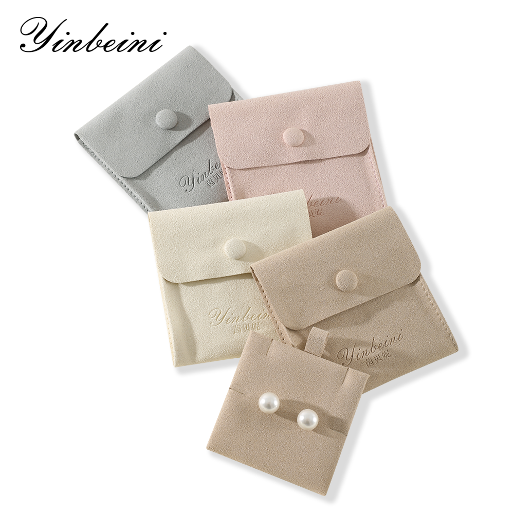 Yinbeini Pink Snap-Closure Microfiber Jewelry Pouch Convenient for Home Storage and Travel D001