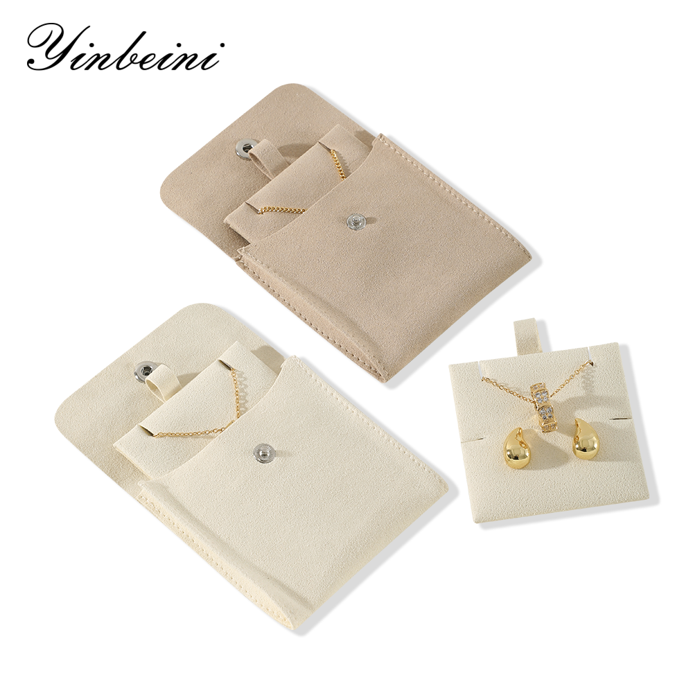 Yinbeini Classic Grey Microfiber Pouch Set with Snap Closure Ideal for Storing Small Accessories D001