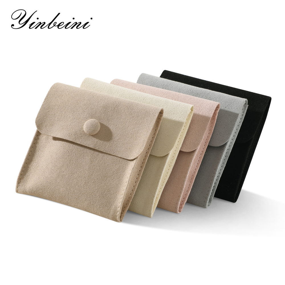 Yinbeini Pink Snap-Closure Microfiber Jewelry Pouch Convenient for Home Storage and Travel D001