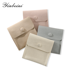 Yinbeini Pink Snap-Closure Microfiber Jewelry Pouch Convenient for Home Storage and Travel D001