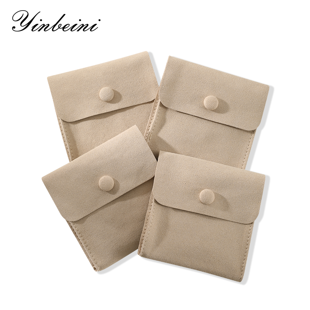 Yinbeini Pink Snap-Closure Microfiber Jewelry Pouch Convenient for Home Storage and Travel D001