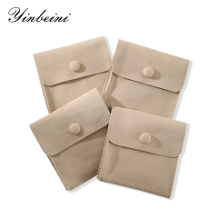 Yinbeini Pink Snap-Closure Microfiber Jewelry Pouch Convenient for Home Storage and Travel D001