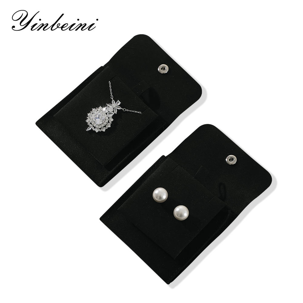 Yinbeini Classic Grey Microfiber Pouch Set with Snap Closure Ideal for Storing Small Accessories D001