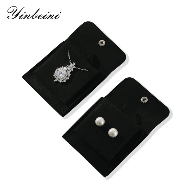 Yinbeini Pink Snap-Closure Microfiber Jewelry Pouch Convenient for Home Storage and Travel D001