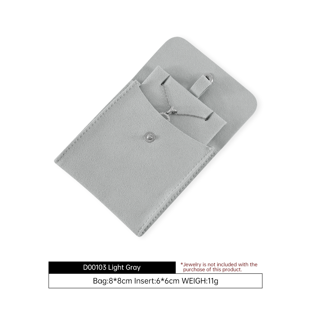 Yinbeini Classic Grey Microfiber Pouch Set with Snap Closure Ideal for Storing Small Accessories D001