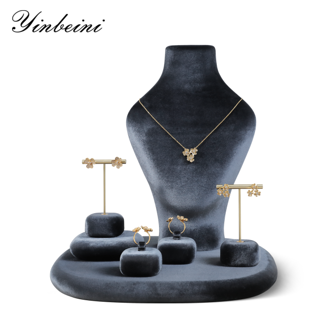 Yinbeini Velvet Necklace Display Bust for Jewelry Boutique Visual Merchandising and Customer Experience RB025