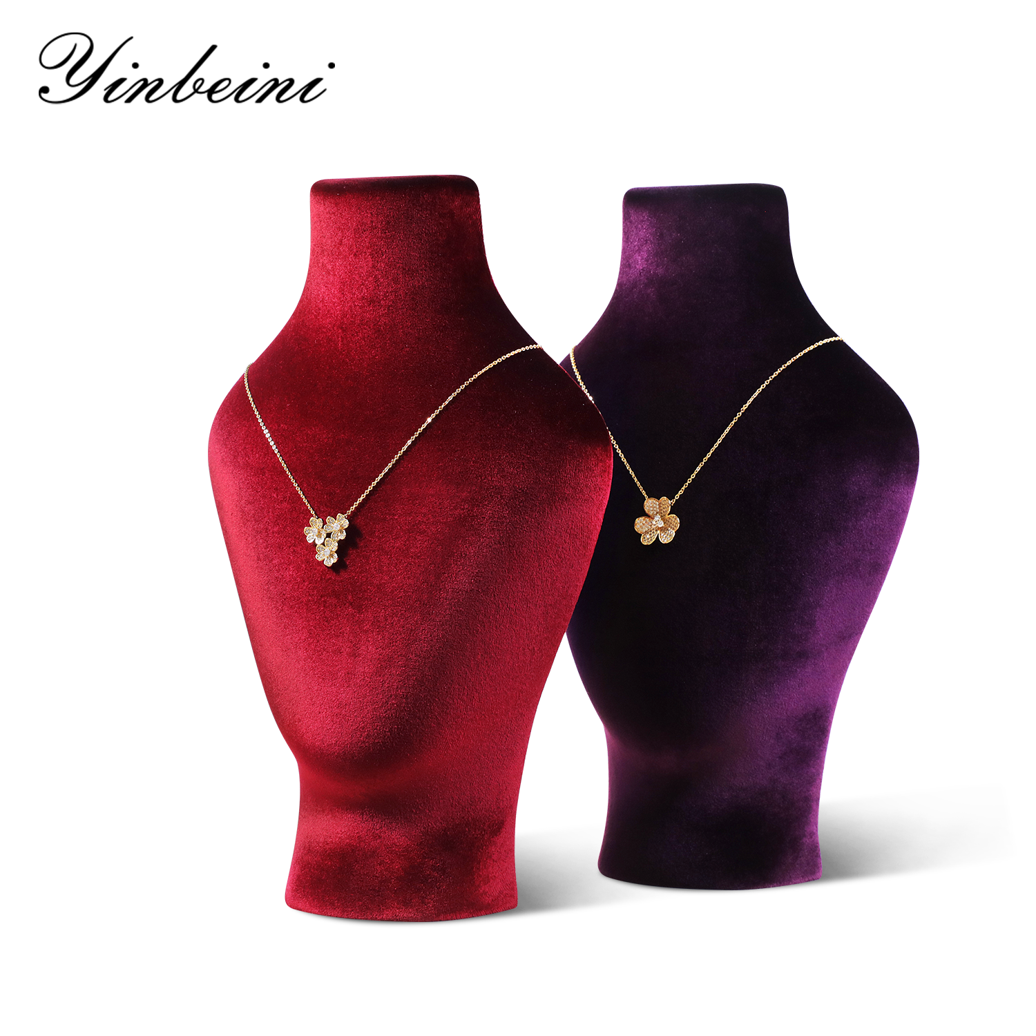 Yinbeini Velvet Necklace Display Bust for Jewelry Boutique Visual Merchandising and Customer Experience RB025