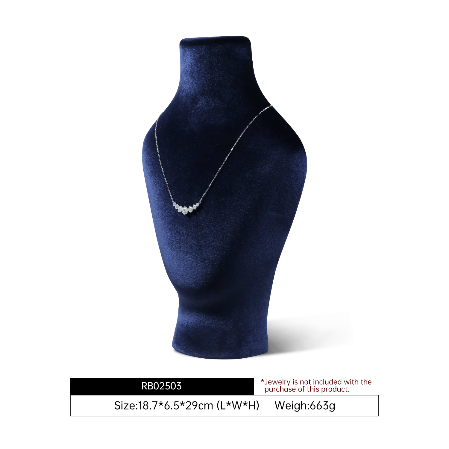 Yinbeini Velvet Necklace Display Bust for Jewelry Boutique Visual Merchandising and Customer Experience RB025