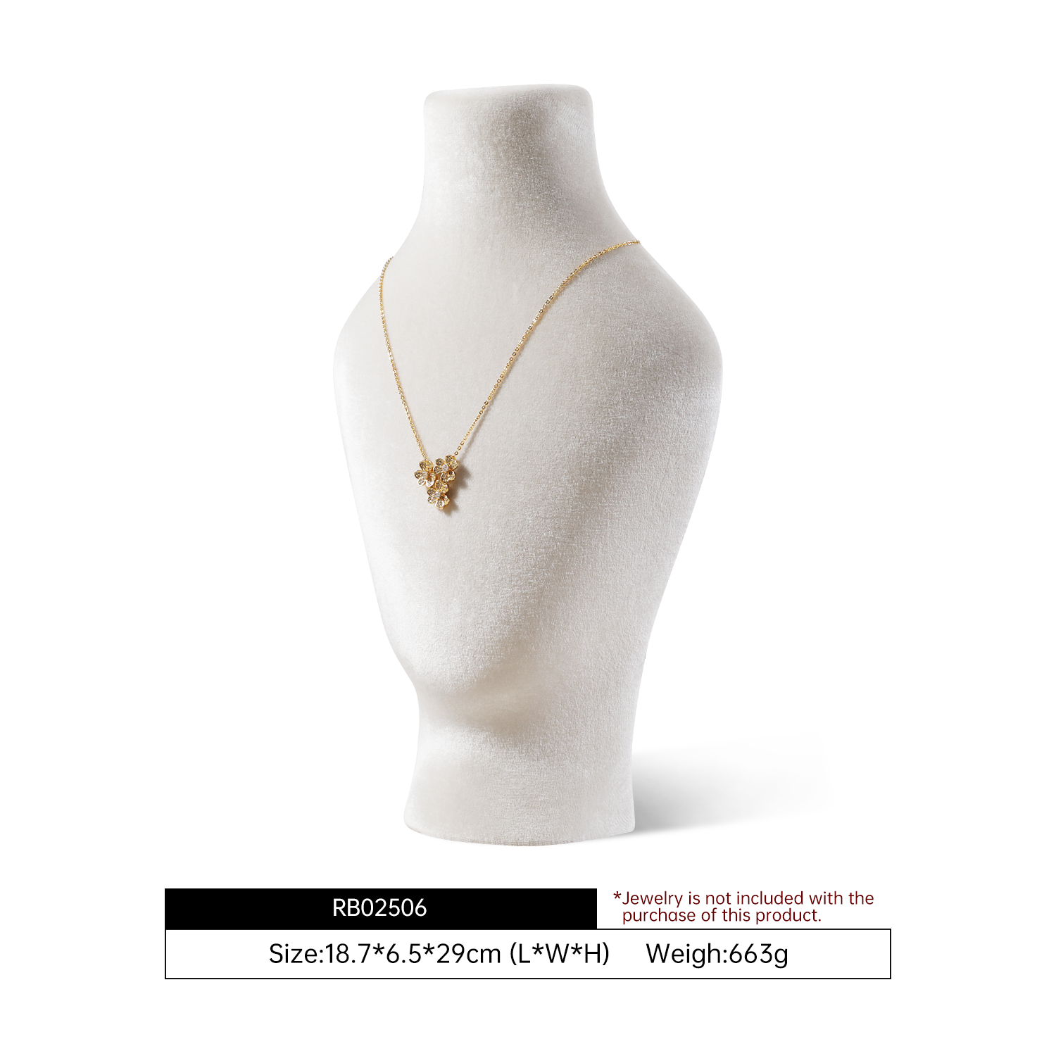 Yinbeini Velvet Necklace Display Bust for Jewelry Boutique Visual Merchandising and Customer Experience RB025