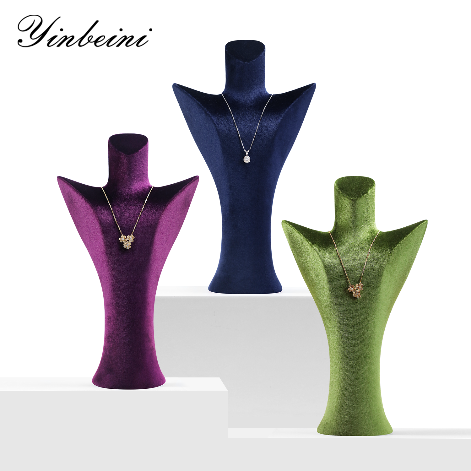 Yinbeini Green Velvet Jewelry Bust Stand for Jewelry Museums and Antique Jewelry Exhibitions RB028