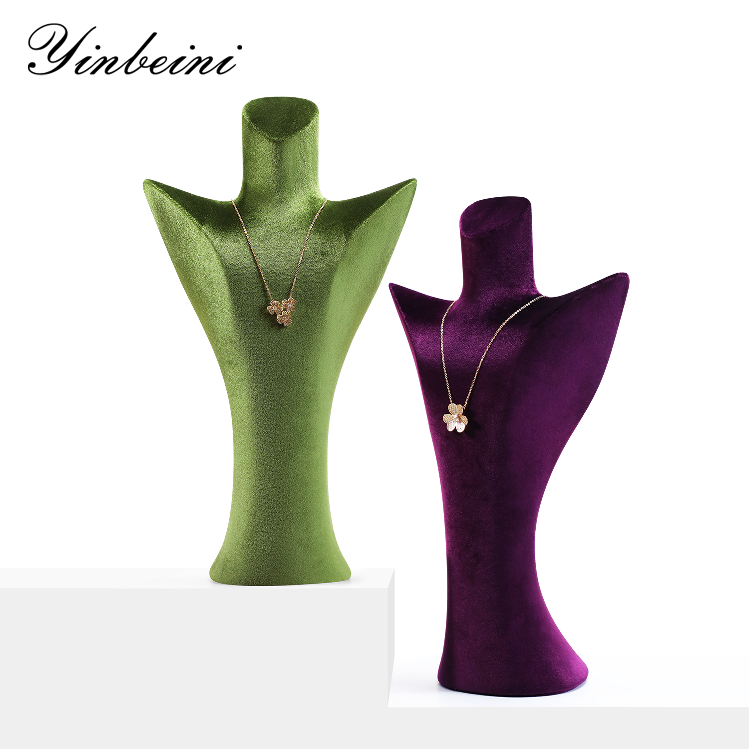Yinbeini Green Velvet Jewelry Bust Stand for Jewelry Museums and Antique Jewelry Exhibitions RB028