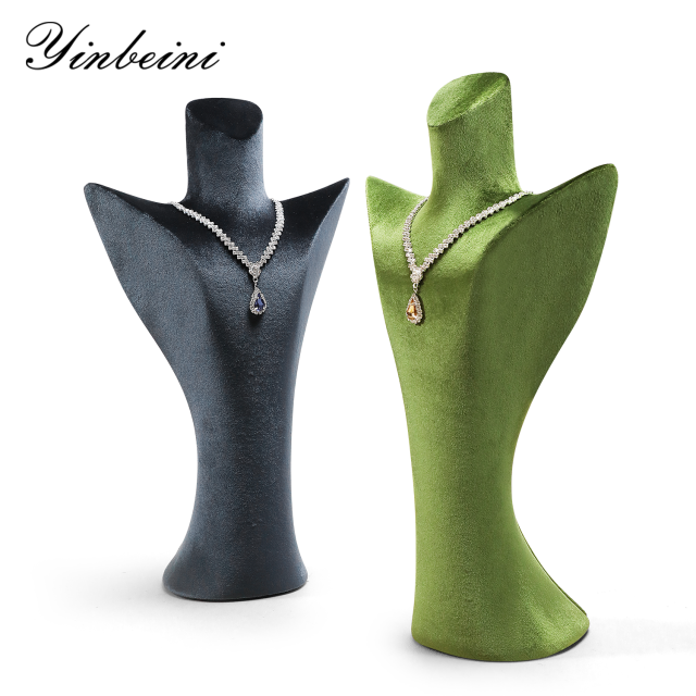 Yinbeini Green Velvet Jewelry Bust Stand for Jewelry Museums and Antique Jewelry Exhibitions RB028