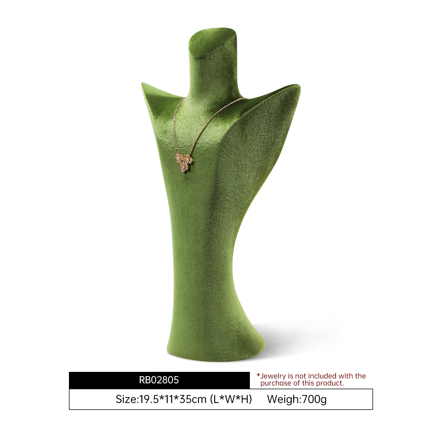Yinbeini Green Velvet Jewelry Bust Stand for Jewelry Museums and Antique Jewelry Exhibitions RB028
