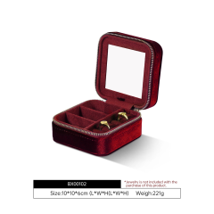 Yinbeini Velvet Emerald Green Zippered Earrings Ring Box with Mirror Jewelry Storage Solution BX001