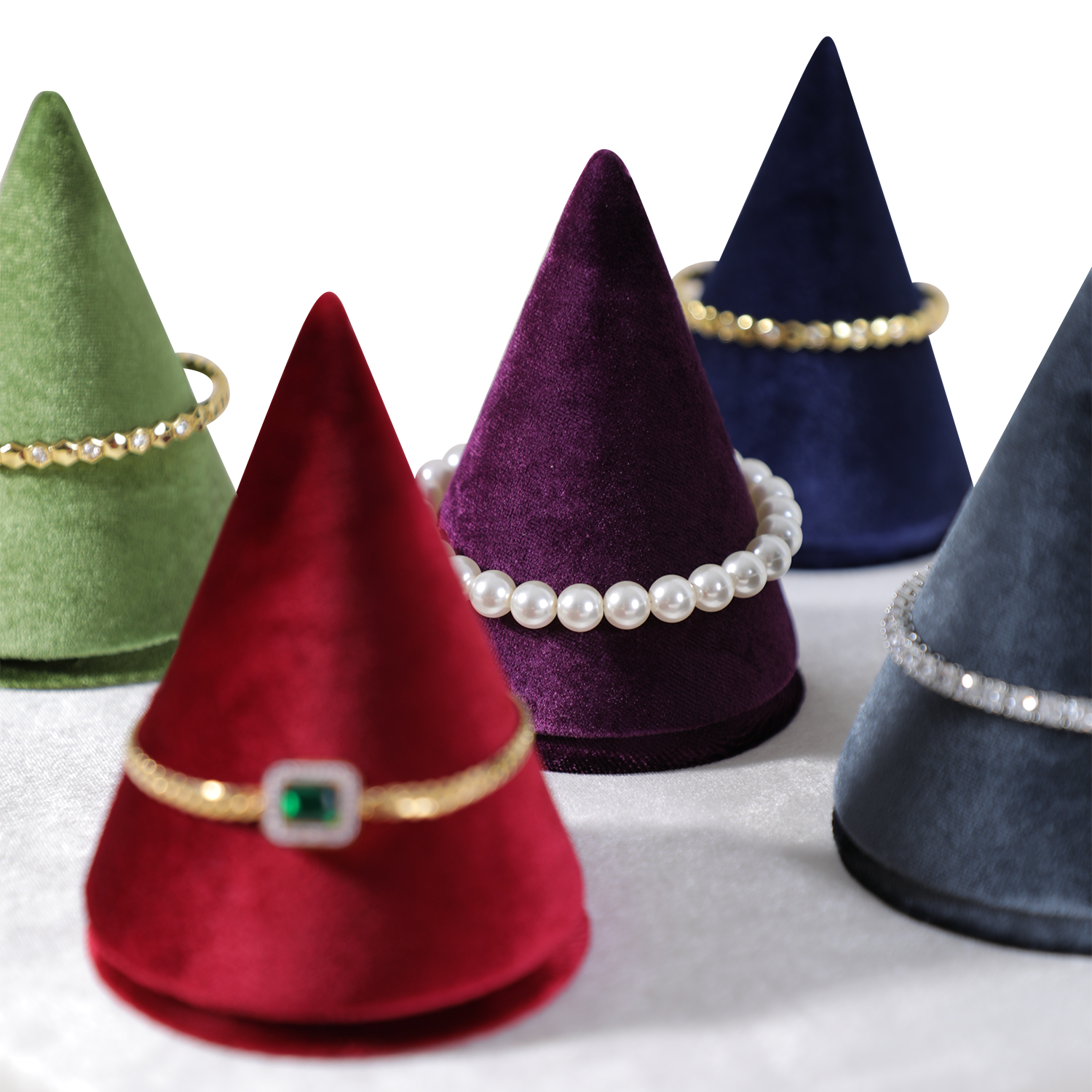 Yinbeini Velvet Cone Bracelet Base in Various Shades Suitable for All Types of Jewelry TB032