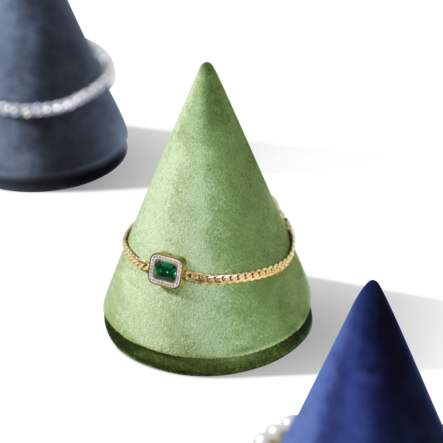 Yinbeini Velvet Cone Bracelet Base in Various Shades Suitable for All Types of Jewelry TB032