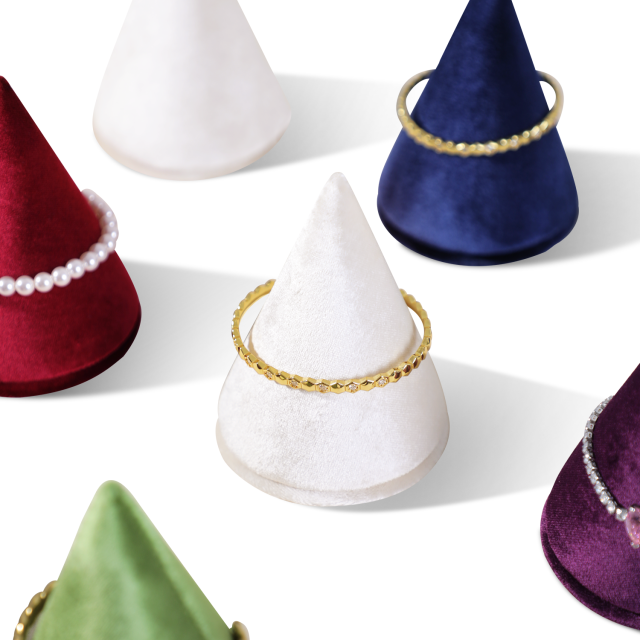 Yinbeini Professional Velvet Cone Bracelet Base for Jewelry Trade Shows Exhibitions and Pop Up Shops TB032