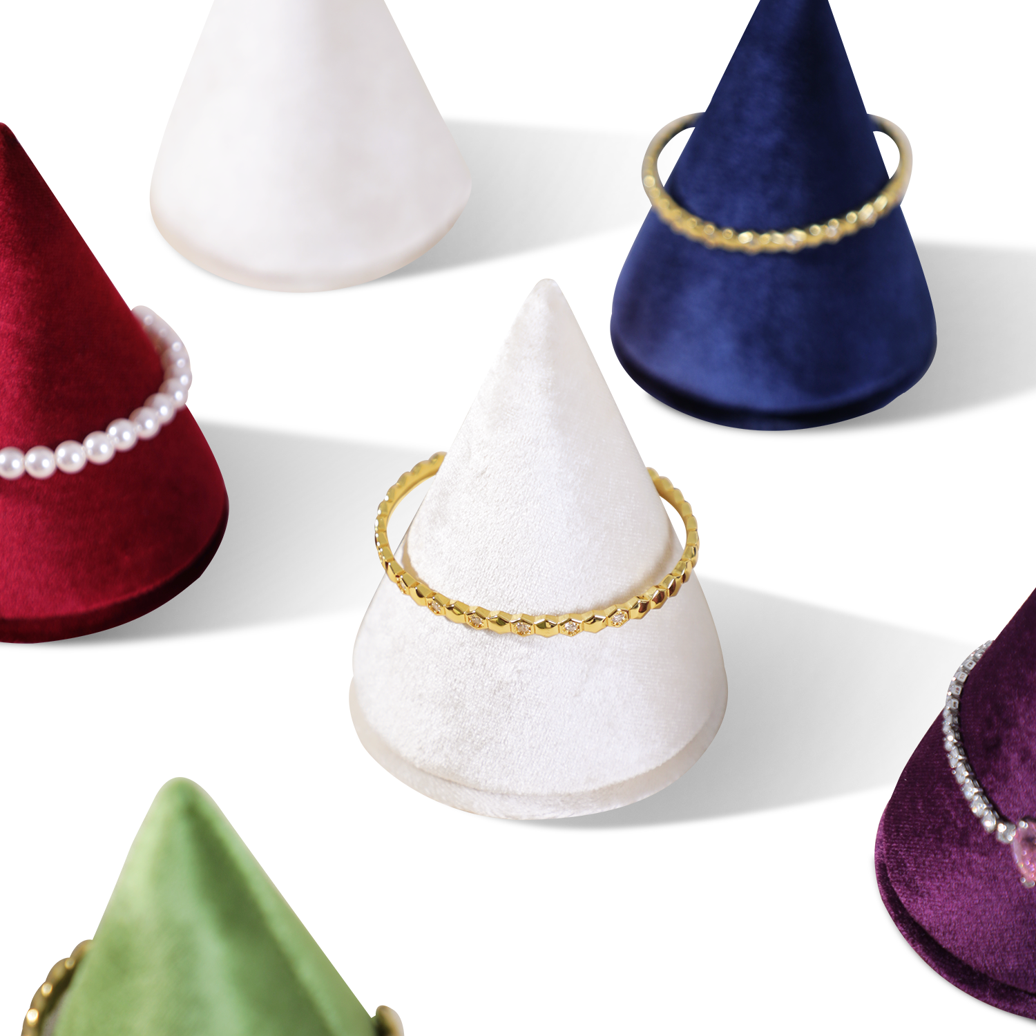 Yinbeini Velvet Cone Bracelet Base in Various Shades Suitable for All Types of Jewelry TB032