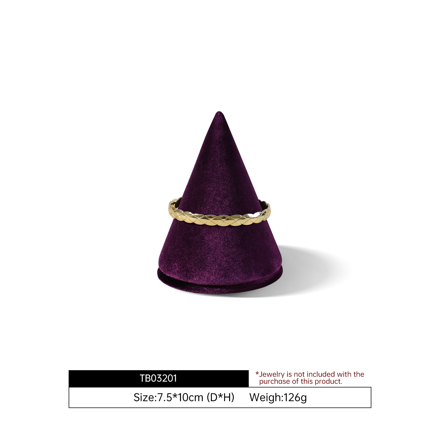 Yinbeini Professional Velvet Cone Bracelet Base for Jewelry Trade Shows Exhibitions and Pop Up Shops TB032