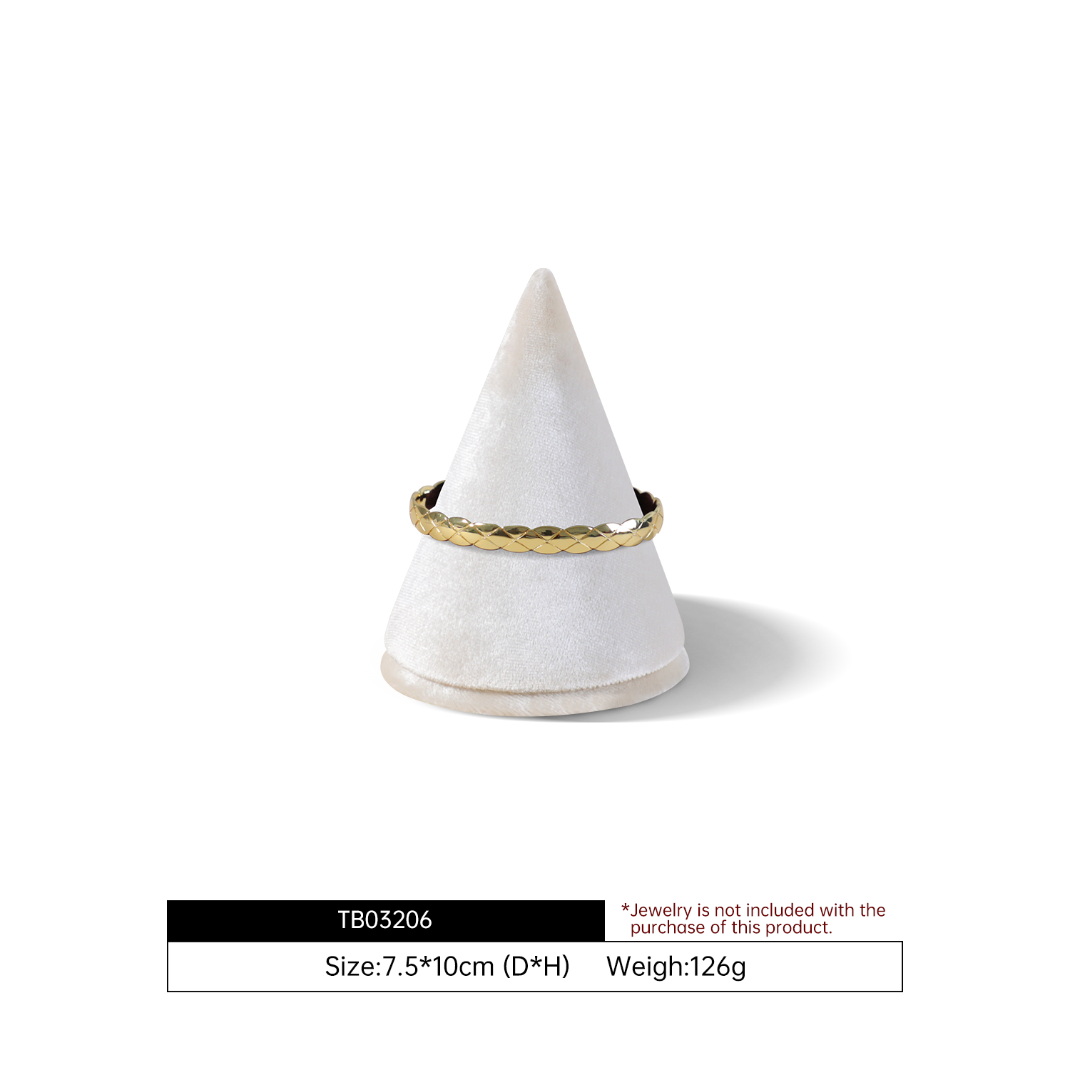 Yinbeini Professional Velvet Cone Bracelet Base for Jewelry Trade Shows Exhibitions and Pop Up Shops TB032