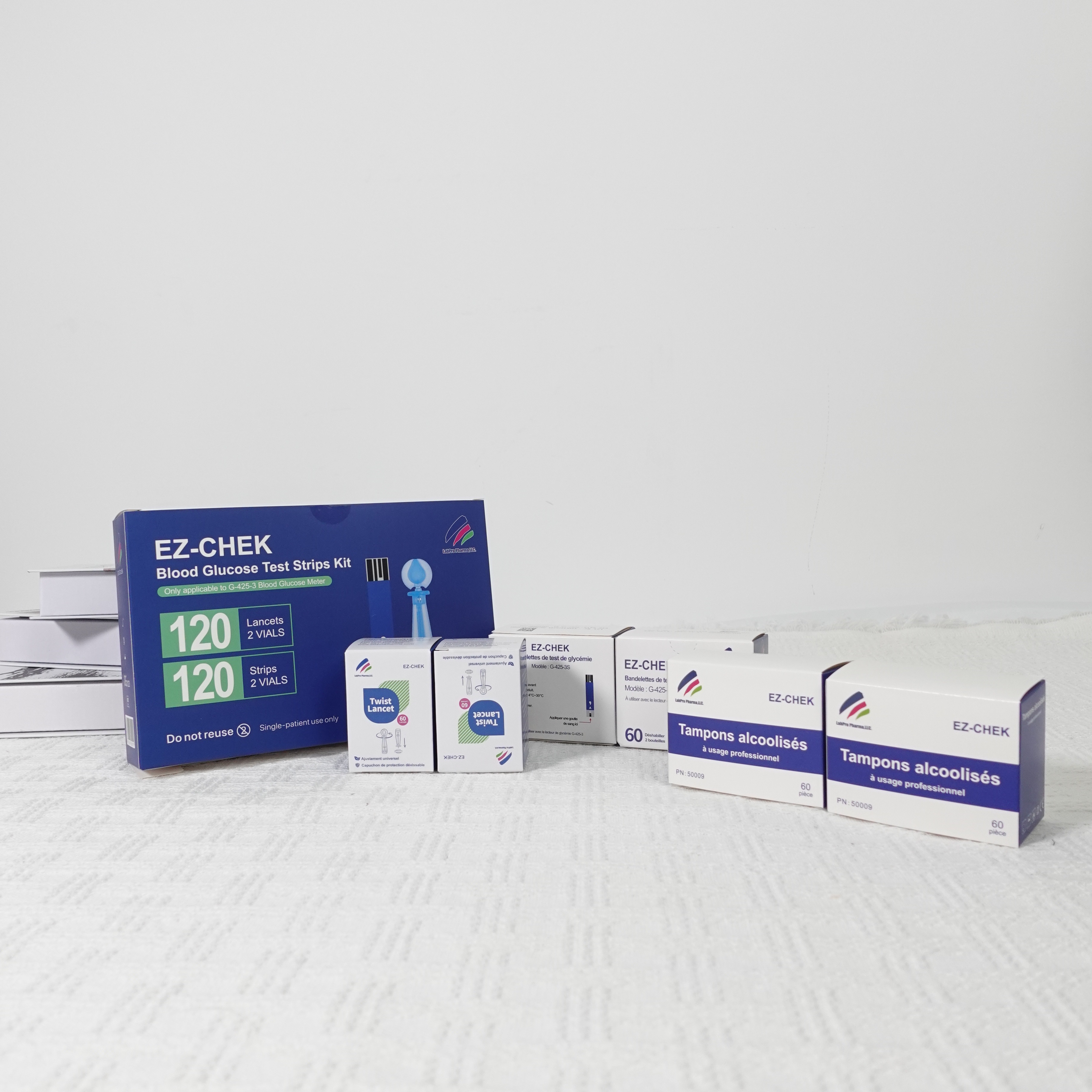Bandelettes de Test EZCHEK G-425-3S-Boîte de 120 Bandelettes