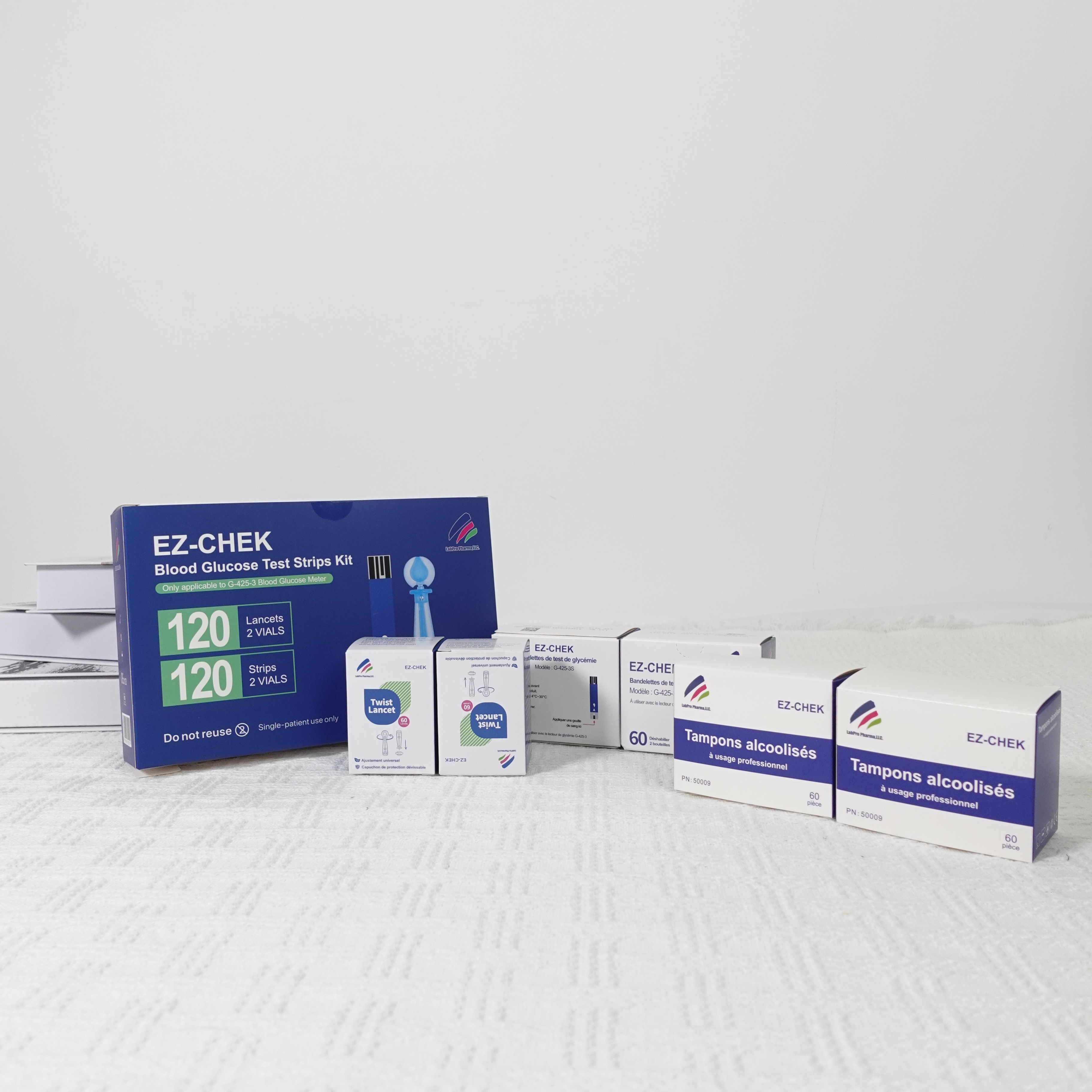 Bandelettes de Test EZCHEK G-425-3S-Boîte de 120 Bandelettes