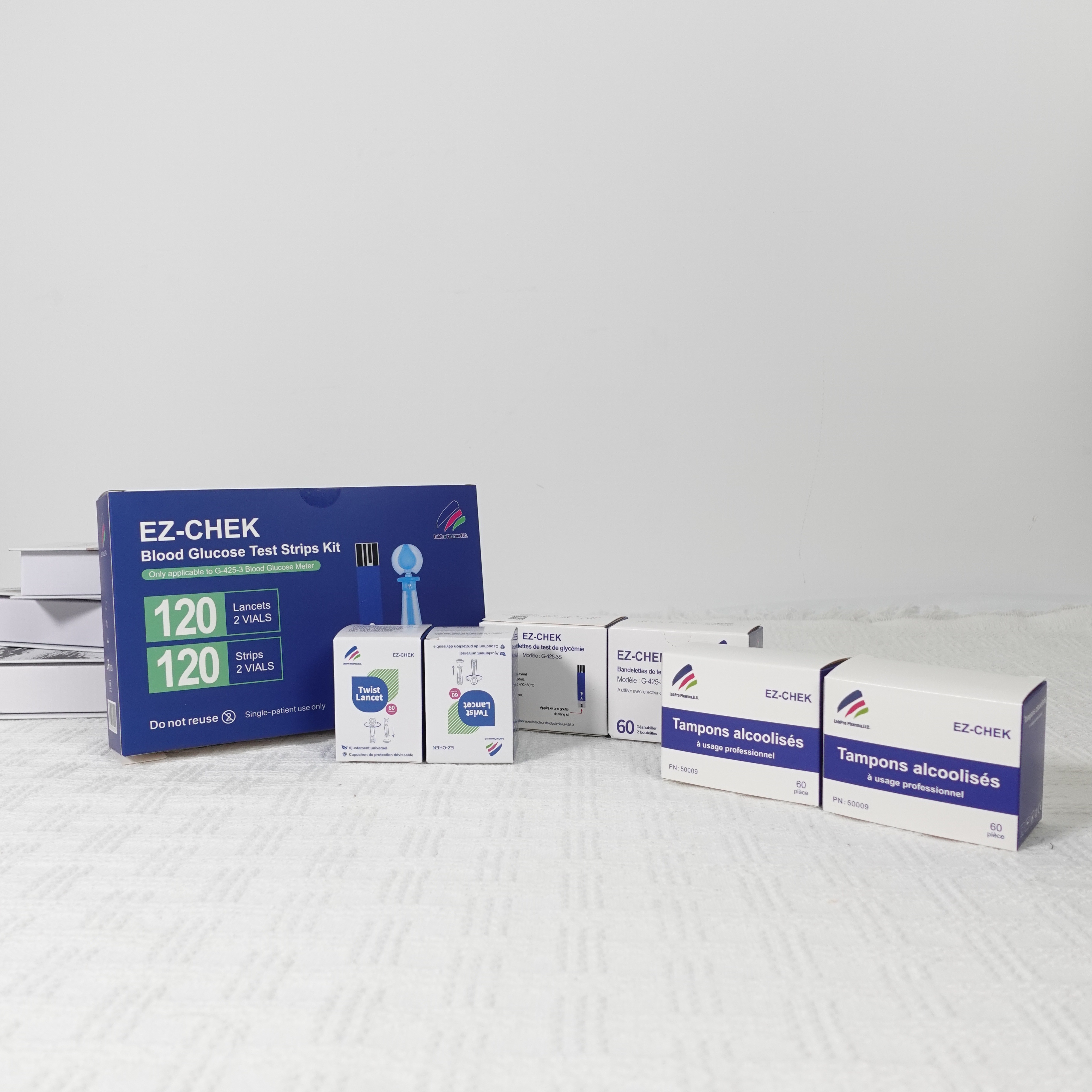 Bandelettes de Test EZCHEK G-425-3S-Boîte de 120 Bandelettes