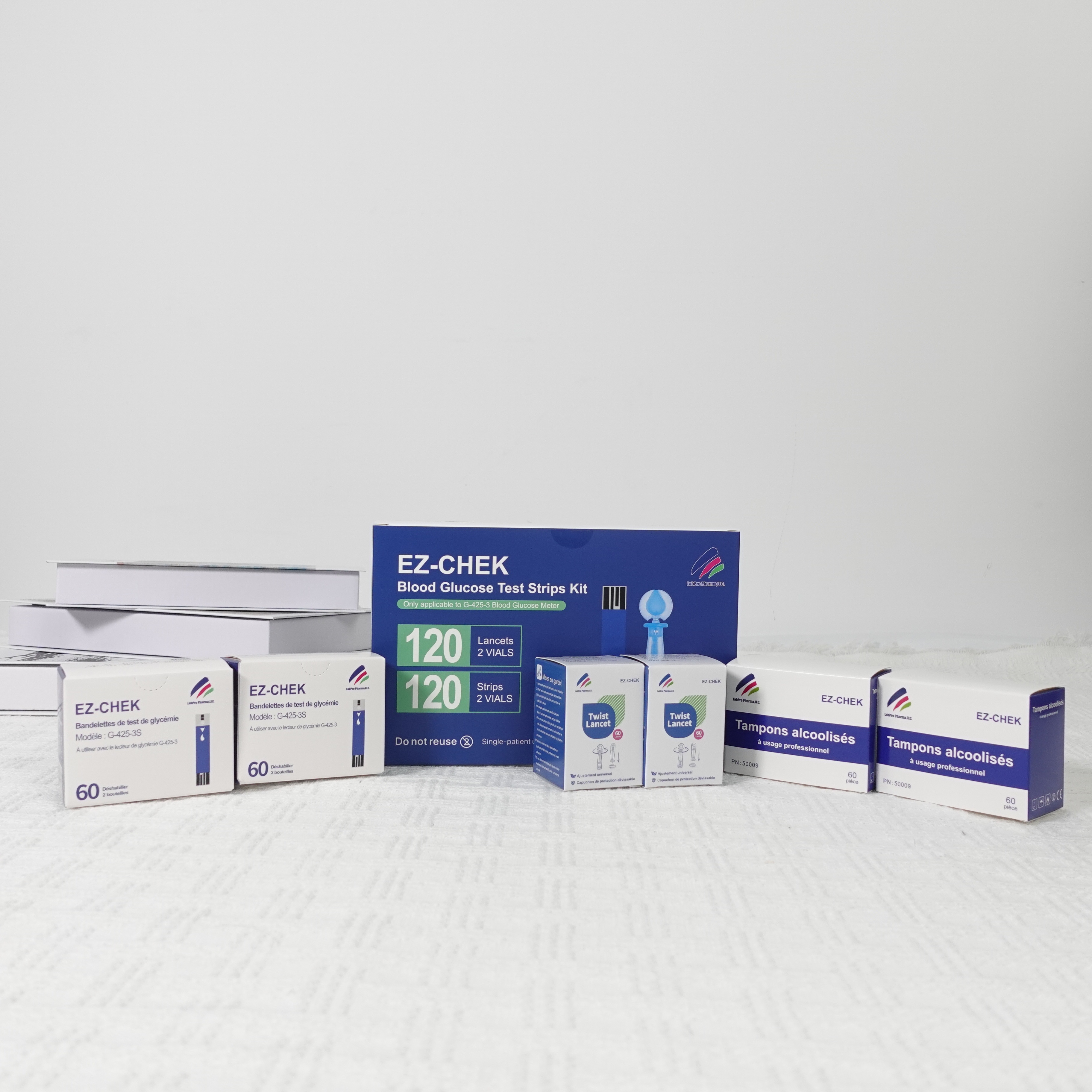 Bandelettes de Test EZCHEK G-425-3S-Boîte de 120 Bandelettes