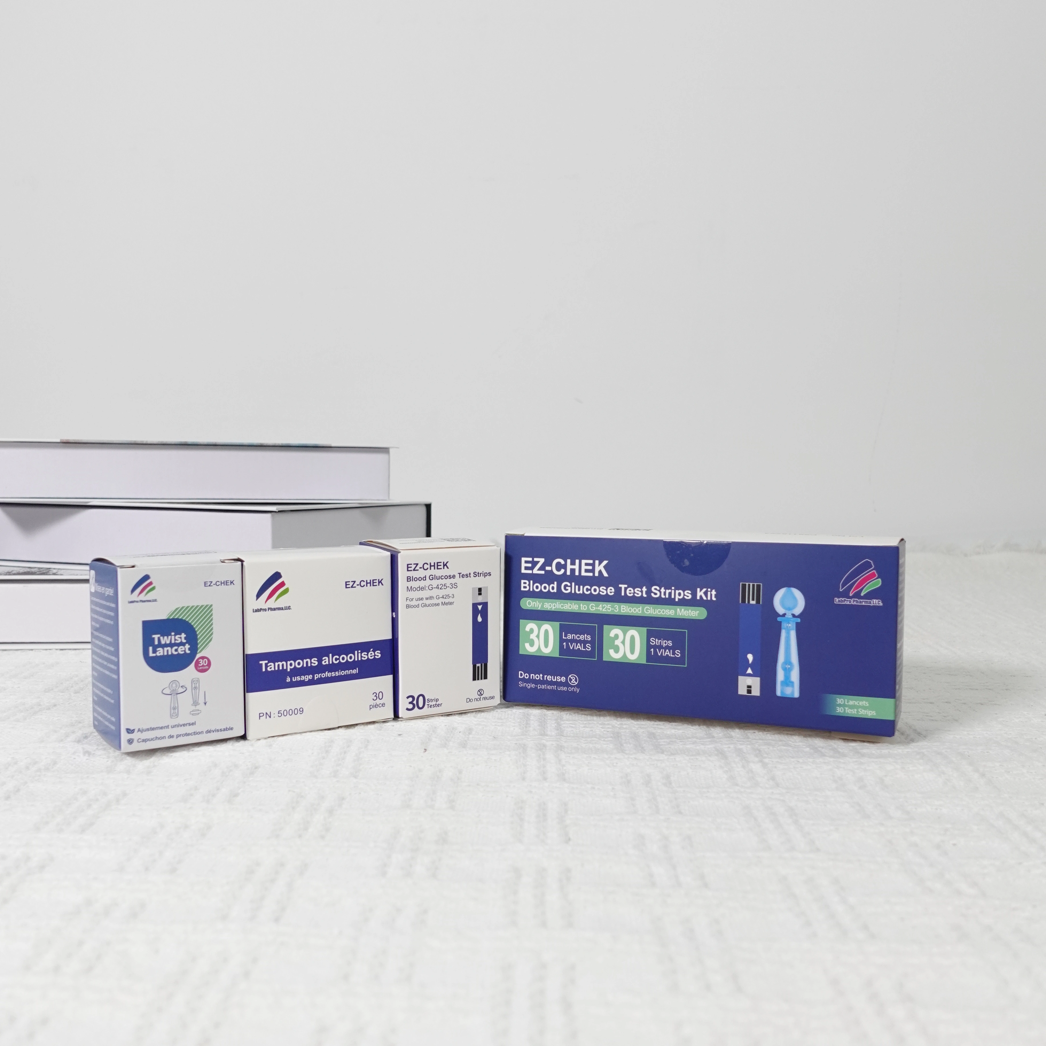 EZCHEK G-425-3S blood glucose test strips pack detail