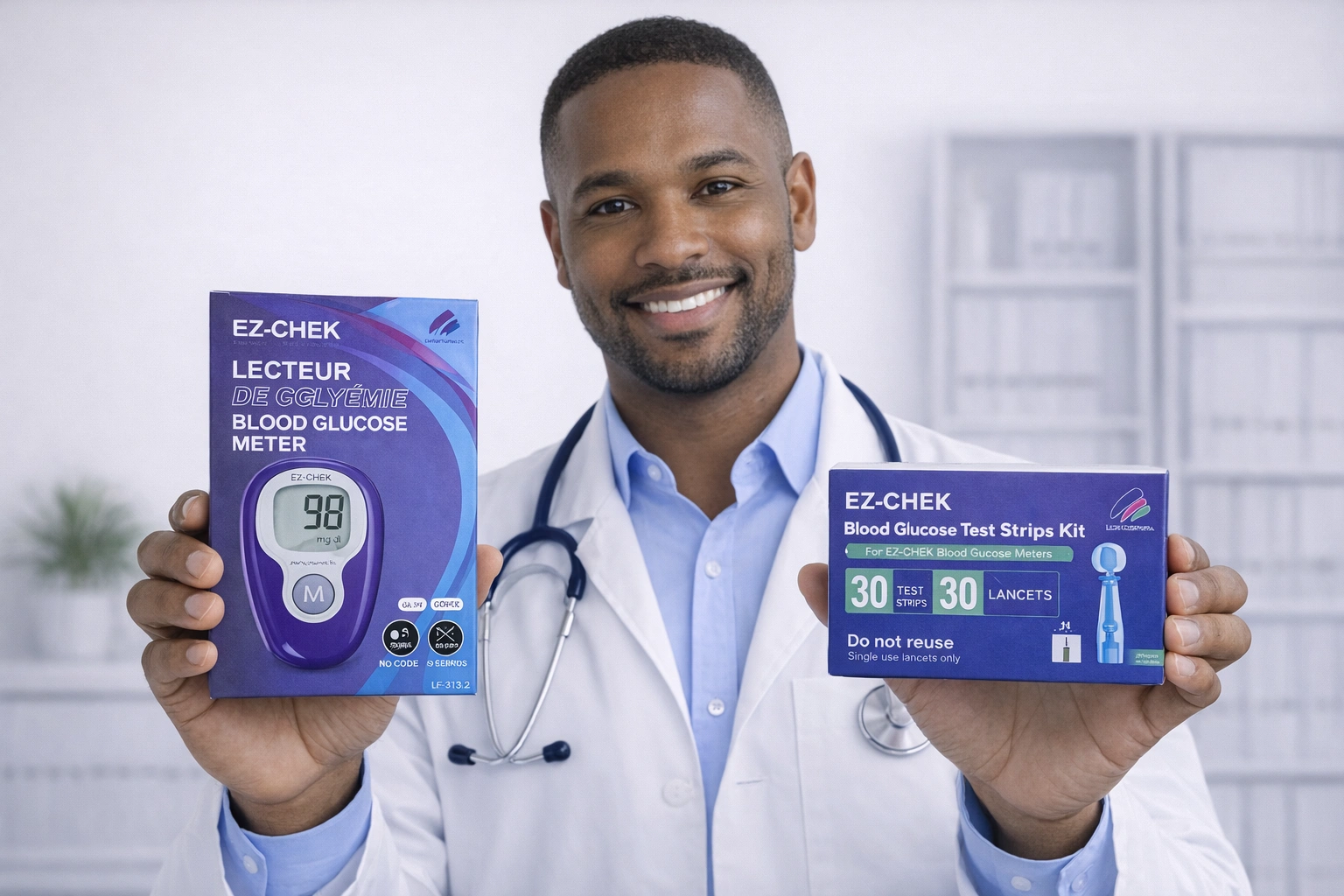 EZCHEK G-425-3S Blood Glucose Test 30 Strips