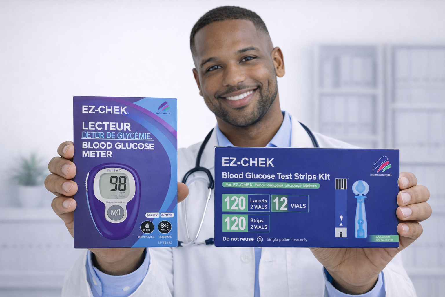 Bandelettes de Test EZCHEK G-425-3S-Boîte de 120 Bandelettes