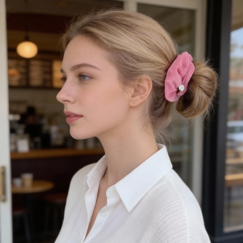 Custom Hair Scrunchies Personalized Satin Cotton Towel Velvet Chiffon Microfiber, Silk and Other Fabrics Printing Flag