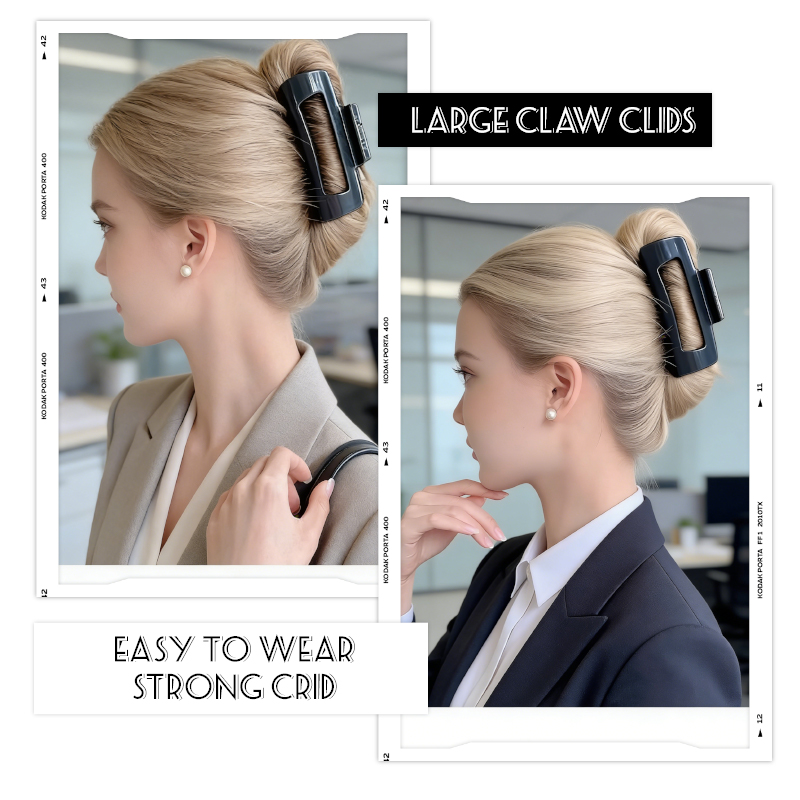 Black flexible silicone hair claw clip showing curved body and teeth
