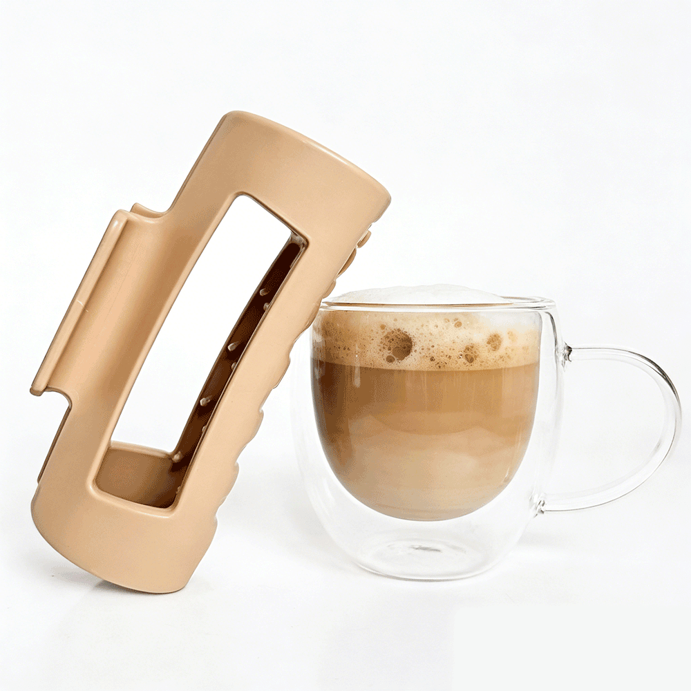 Brown silicone hair claw clip showing soft edge profile