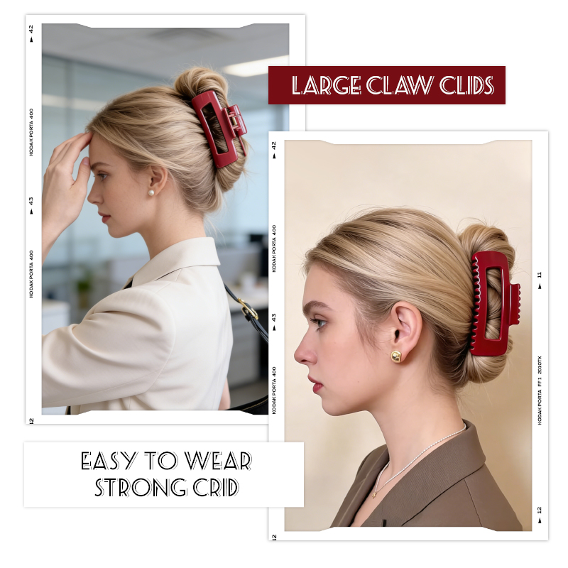 Red silicone hair claw clip for grip and material comparison
