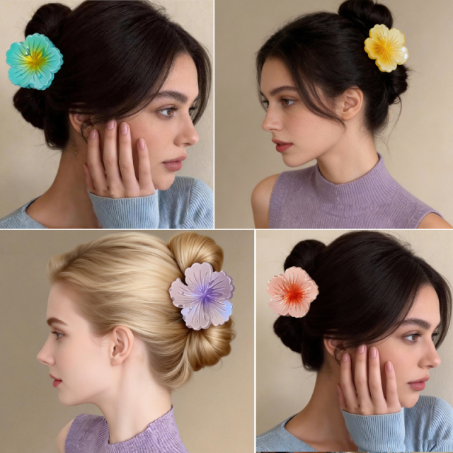 Summer Hawaii Island Hair Clip Featuring Flower Shell Claw for Daily Use or Holiday Occasions