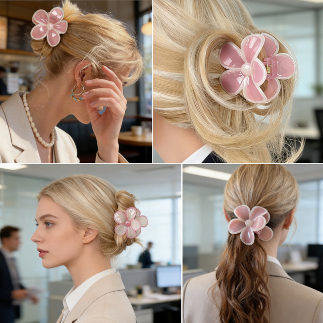 Summer Hawaii Island Hair Clip Featuring Flower Shell Claw for Daily Use or Holiday Occasions