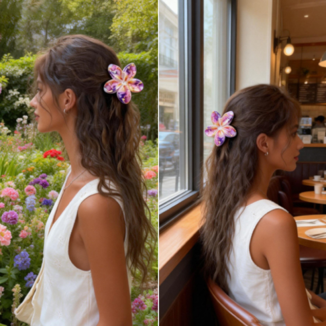 Summer Hawaii Island Hair Clip Featuring Flower Shell Claw for Daily Use or Holiday Occasions